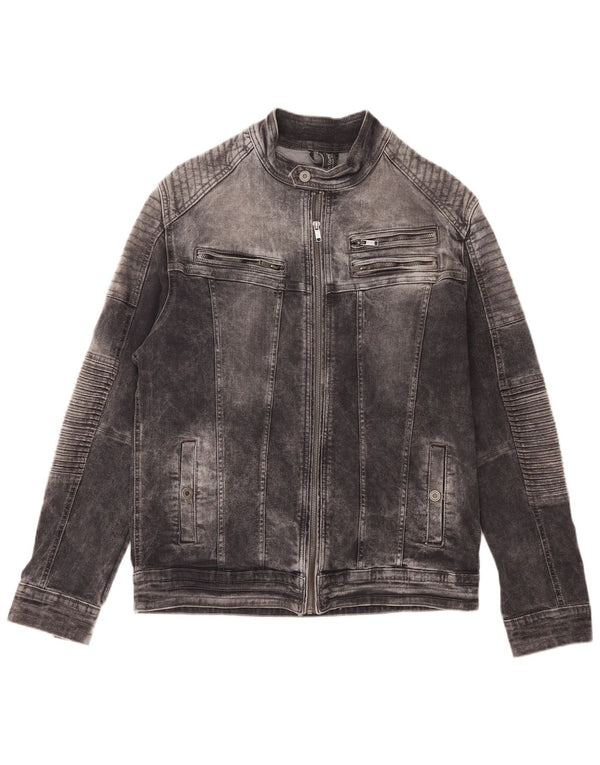 Tom Tompson Chaqueta vaquera biker para hombre UK 42 XL Algodón gris