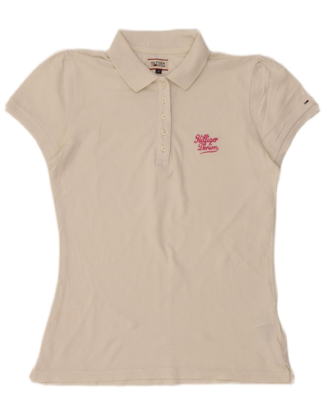 TOMMY HILFIGER Polo para mujer UK 12 Medium White Cotton