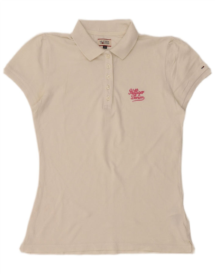 TOMMY HILFIGER Polo para mujer UK 12 Medium White Cotton