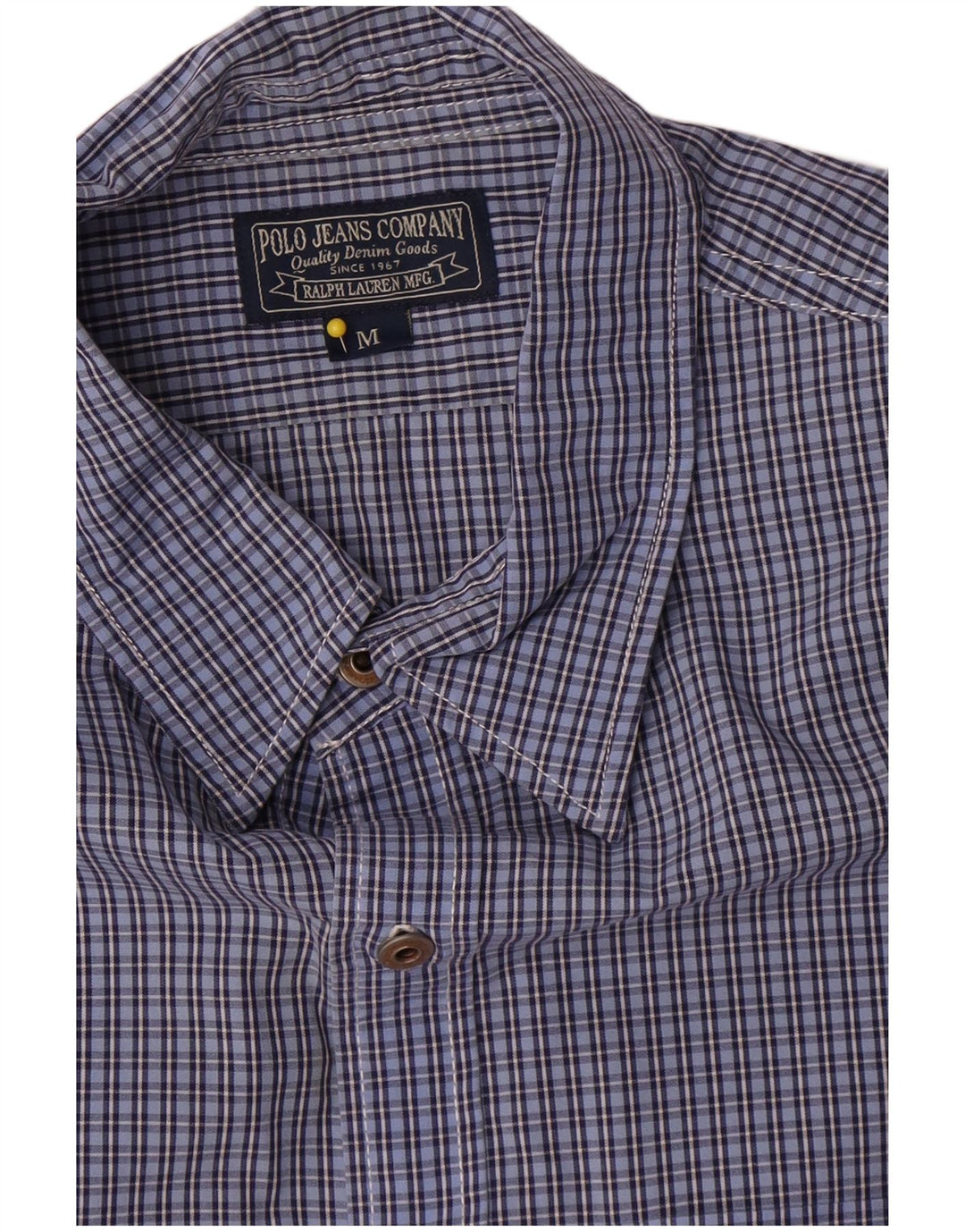 Ralph Lauren Camisa De Manga Corta Para Hombre Algodón A Cuadros Azul Medio