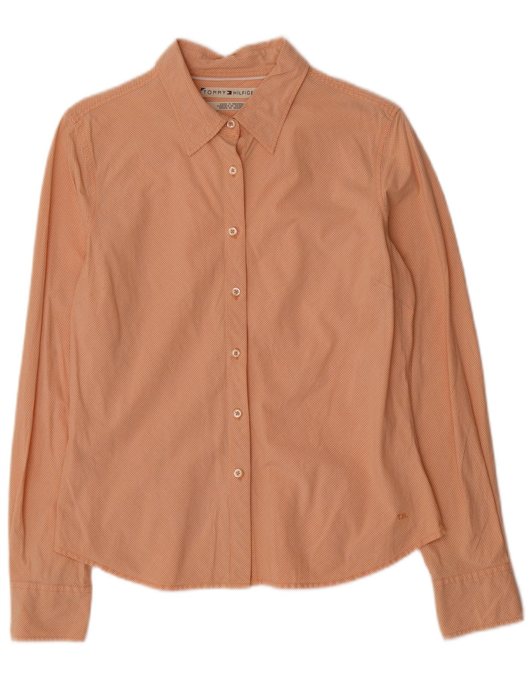 Tommy Hilfiger Camisa para mujer US 8 Mediana Naranja Gingham Algodón