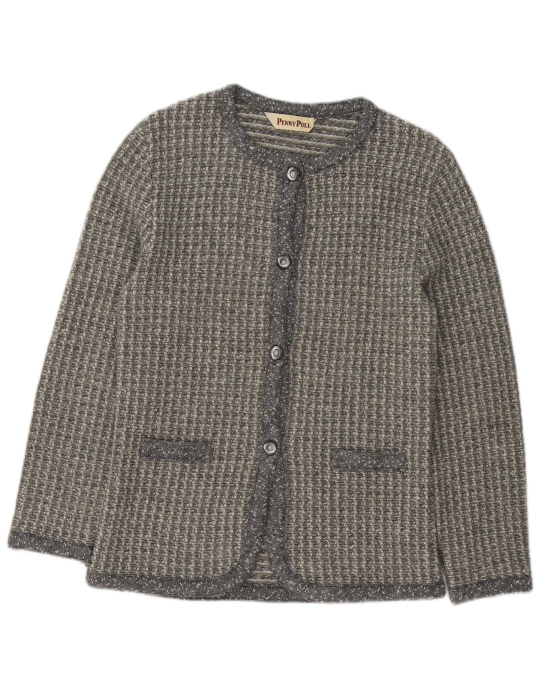 Penny Pull Suéter tipo cárdigan para mujer Reino Unido 46 Acrílico gris grande