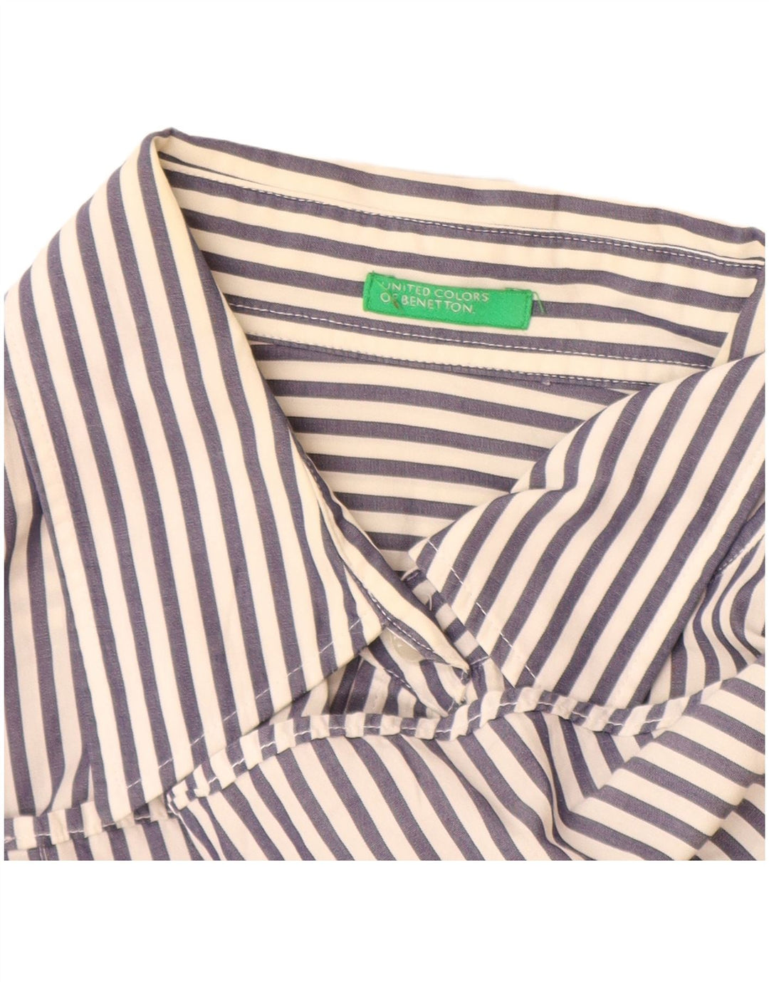 Camisa Benetton Mujer ES 46 Grande Azul Rayas