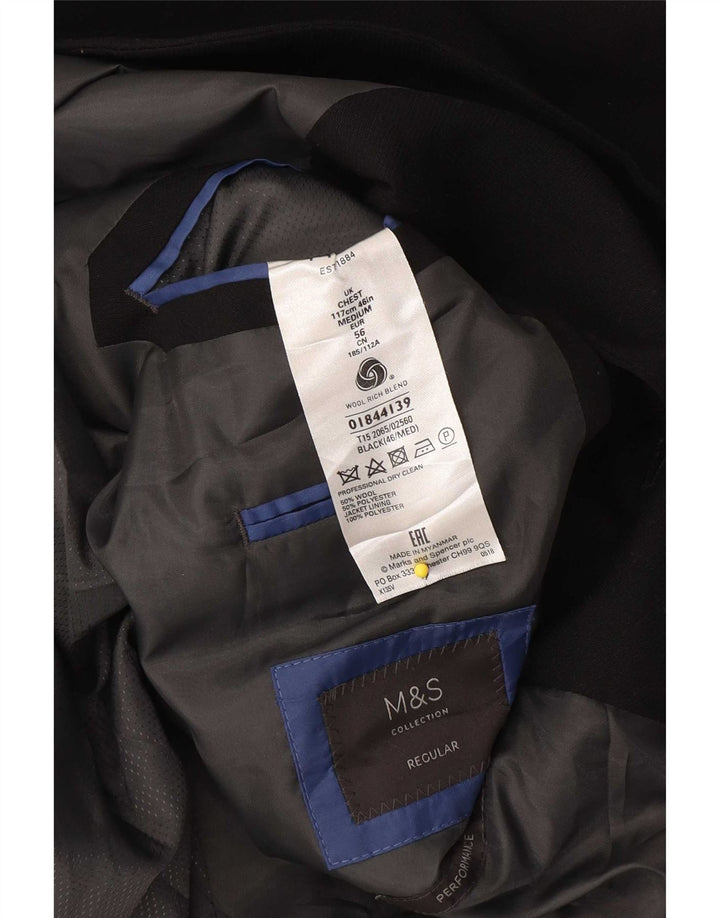 Marks & Spencer Chaqueta tipo blazer regular de 2 botones para hombre UK 46 XL Lana negra