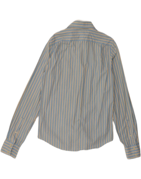 Abercrombie & Fitch Camisa musculosa para hombre Algodón azul a rayas grandes