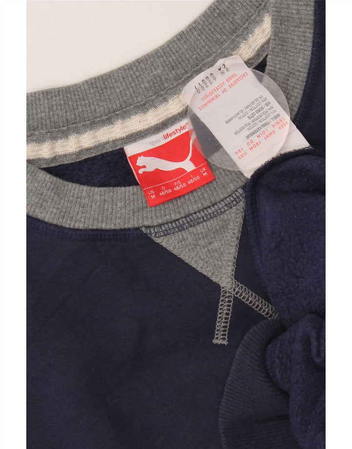 Puma Hombre Sudadera Gráfica Jumper Medium Azul Marino Colorblock Algodón