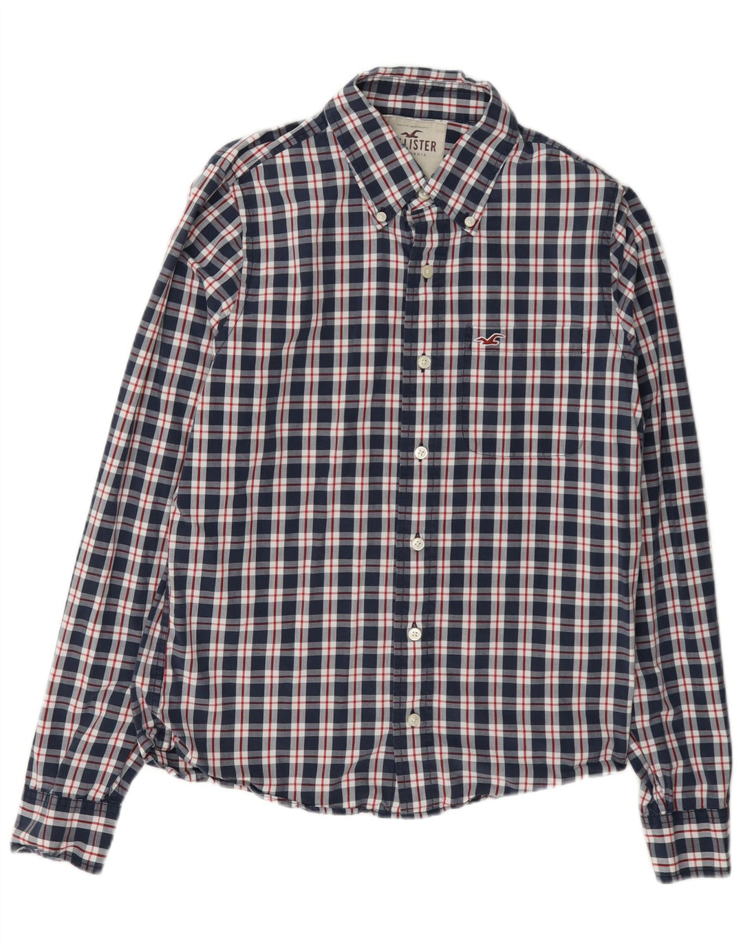 Camisa Hollister Hombre Algodón A Cuadros Azul Marino Mediano