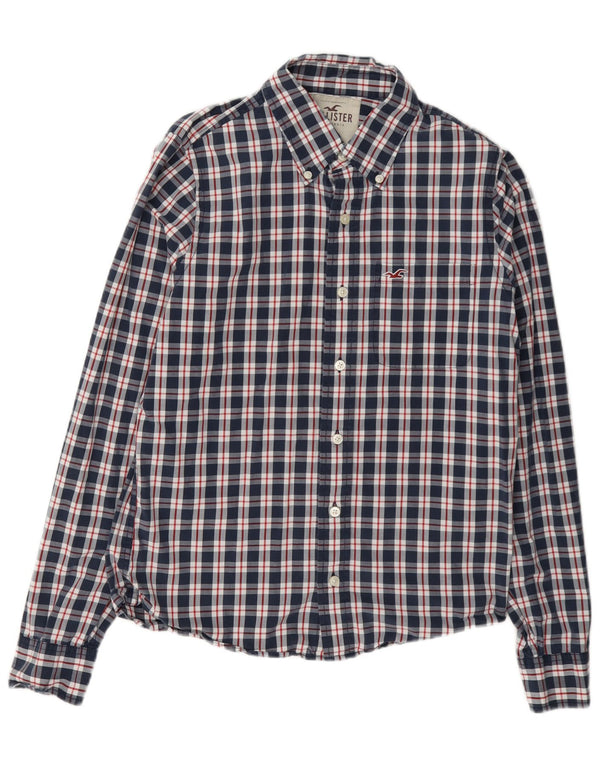 Camisa Hollister Hombre Algodón A Cuadros Azul Marino Mediano
