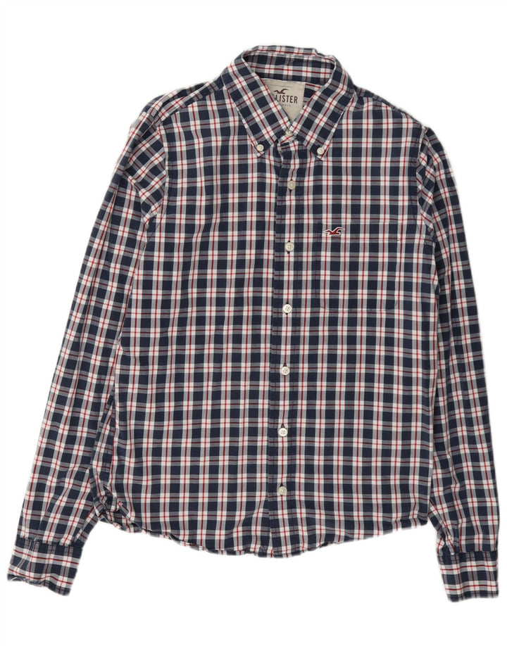 Camisa Hollister Hombre Algodón A Cuadros Azul Marino Mediano