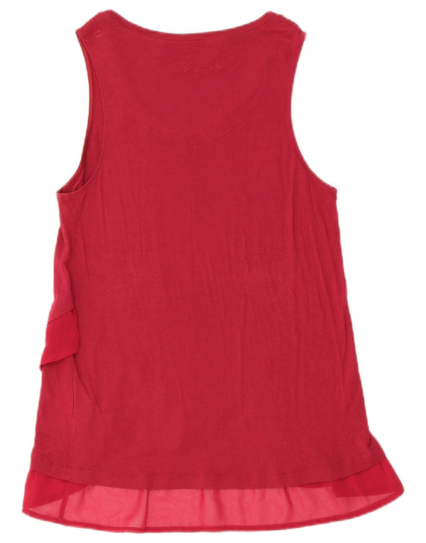 Desigual Blusa sin mangas para mujer Top UK 40 Grande Viscosa floral burdeos