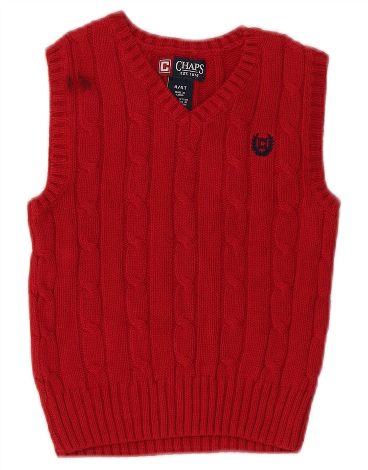 Chaps Camiseta sin mangas para niños de 3 a 4 años, algodón rojo