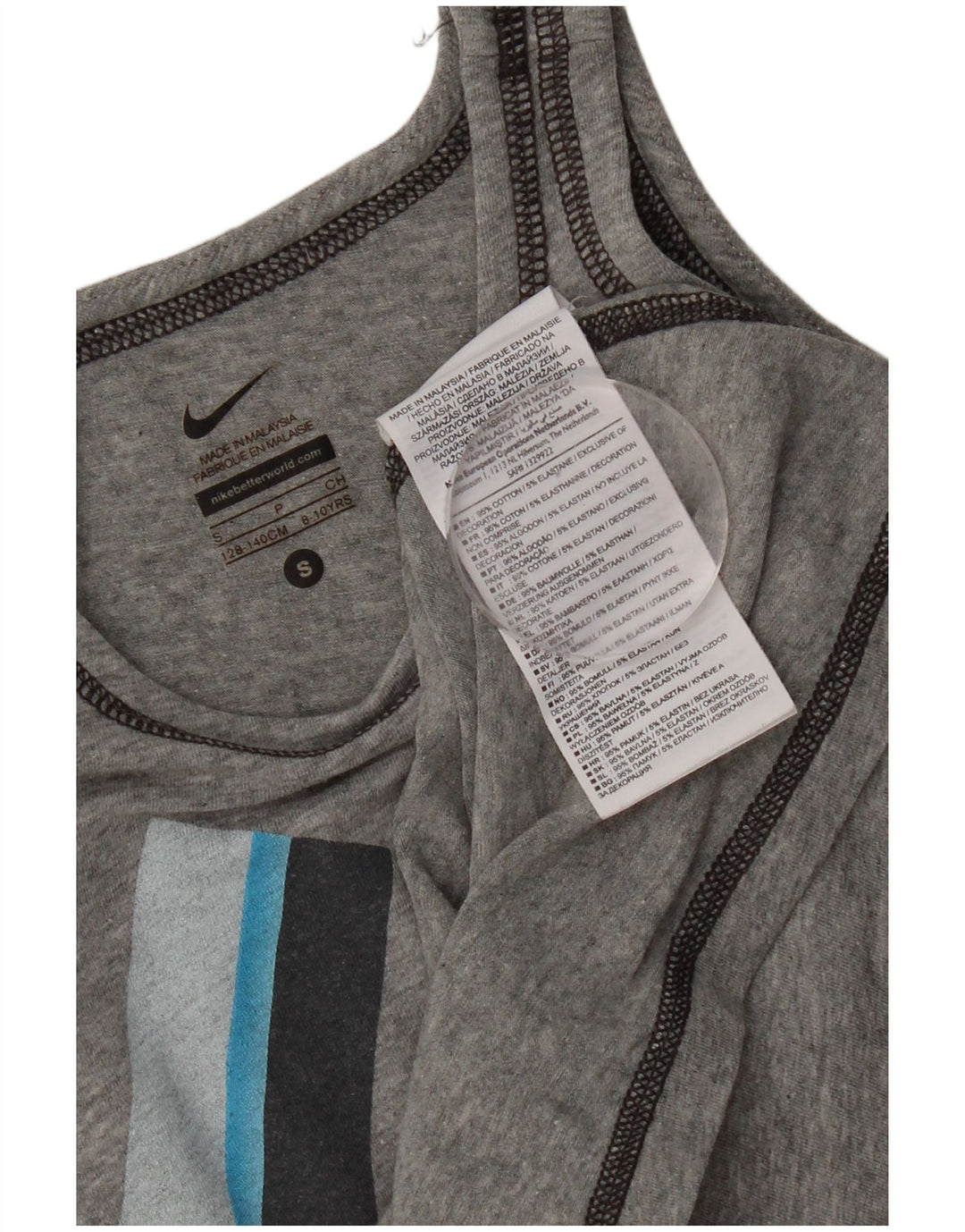 Nike Camiseta sin mangas estampada para niños 8-9 años Algodón gris pequeño
