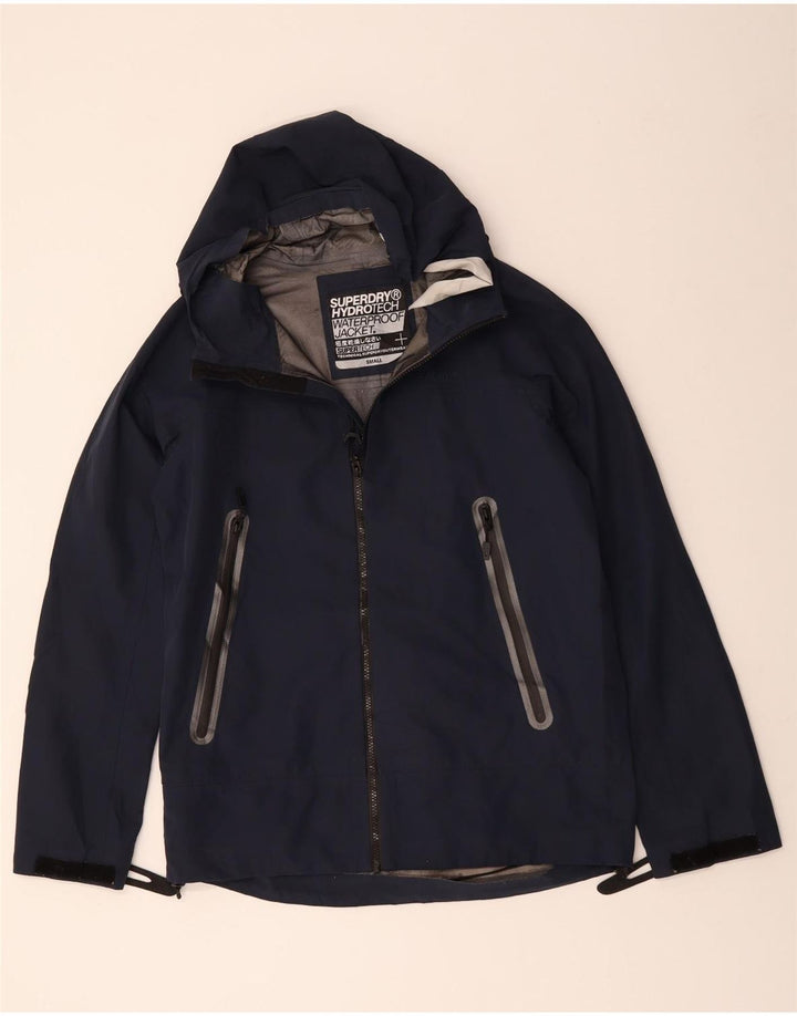 SUPERDRY Chaqueta impermeable con capucha para hombre UK 36 Small Azul marino Poliéster