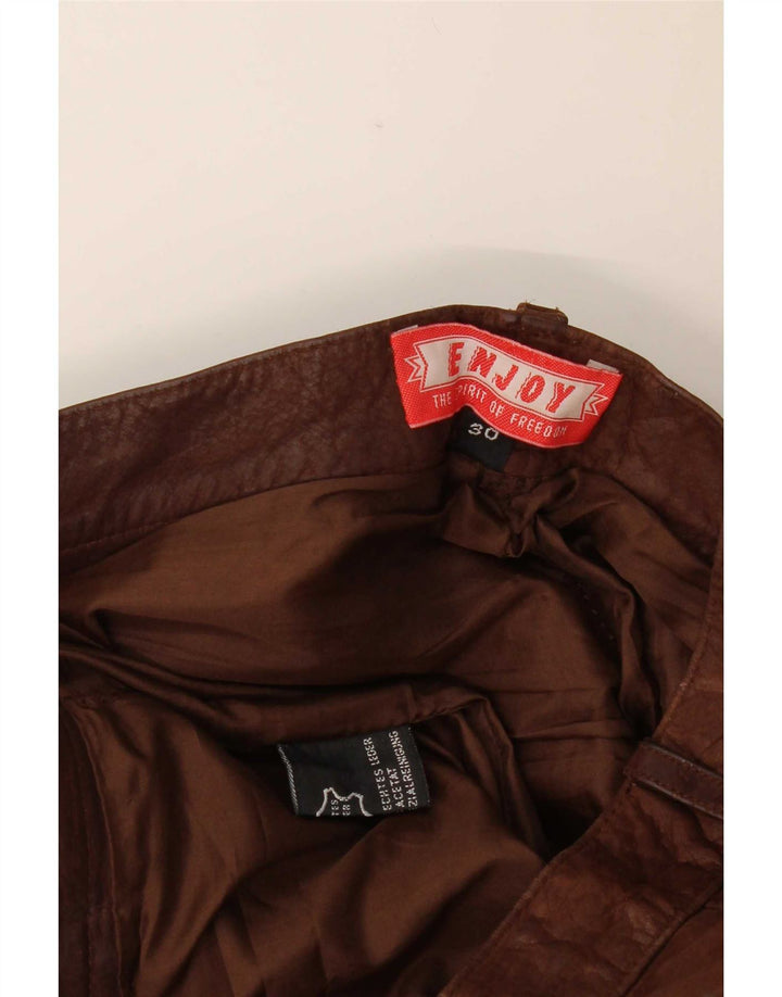 ENJOY Pantalón de cuero para hombre W30 L34 Marrón
