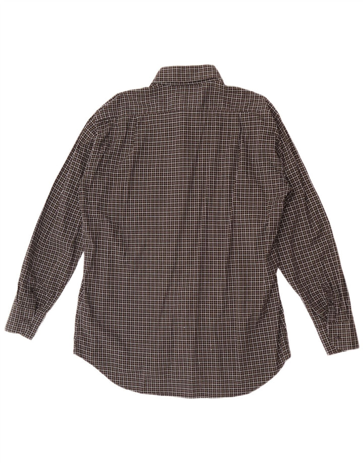 Roccobarocco Camisa para hombre Talla 44 17 1/2 XL Algodón a cuadros negro