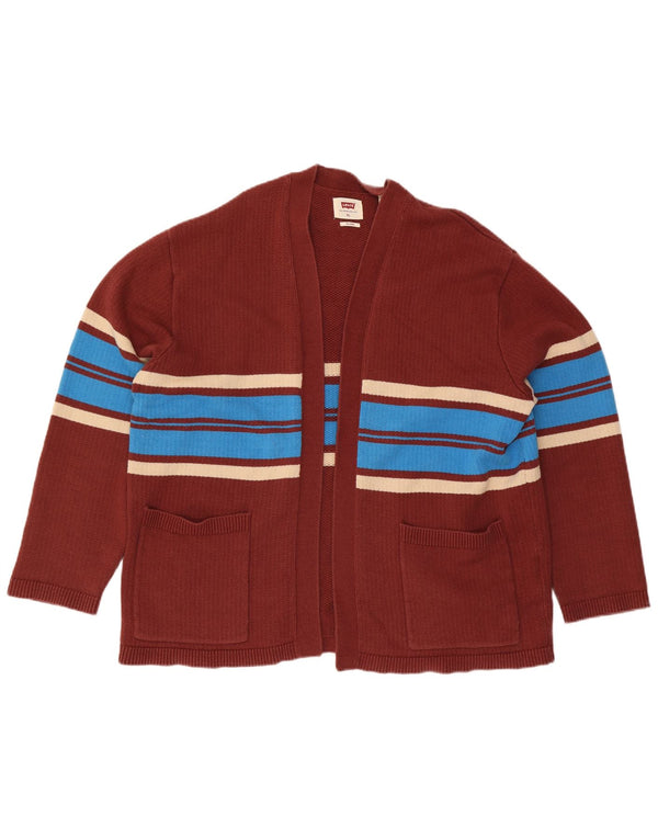 Levi's Suéter tipo cárdigan abierto relajado para mujer UK 18 XL Algodón a rayas granate