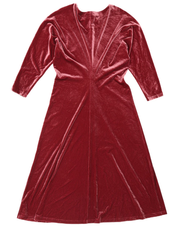Marks & Spencer Vestido largo de manga 3/4 para mujer UK 44 Medio Borgoña