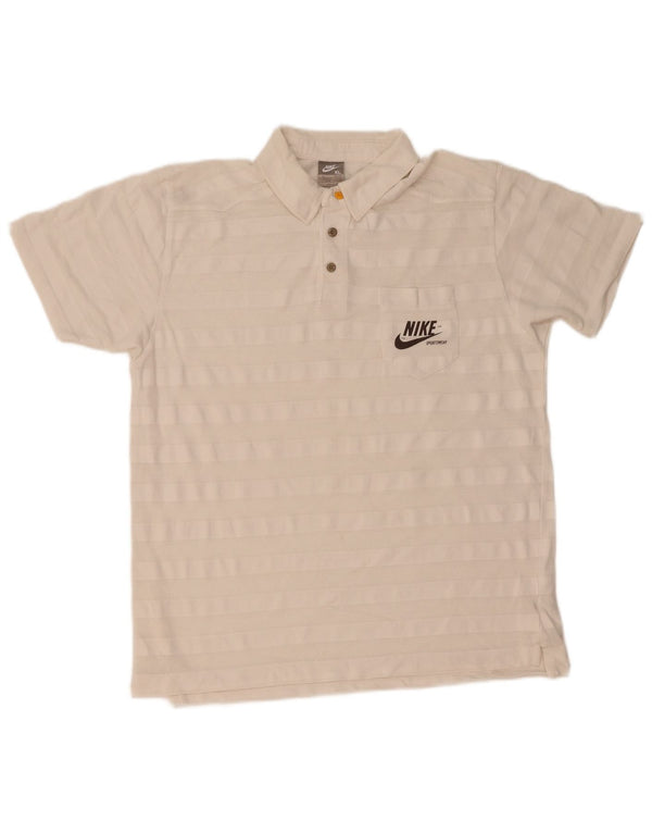 NIKE Polo Hombre UK 45/47 XL Blanco Rayas Algodón