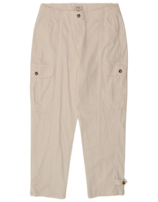 Marks & Spencer Pantalones cargo cónicos para mujer UK 40 Large W34 L28 Blanco