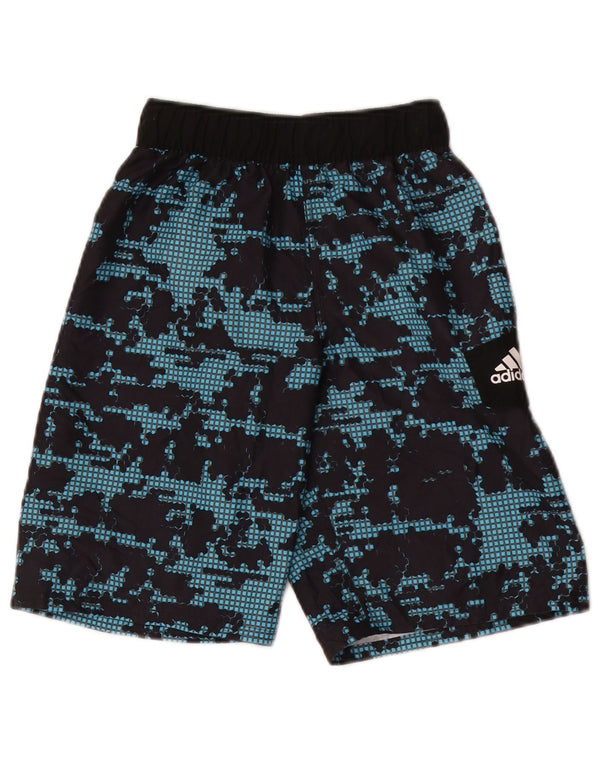 Adidas Pantalones cortos deportivos con estampado gráfico para niños 8-9 años Pequeño azul deportivo geométrico
