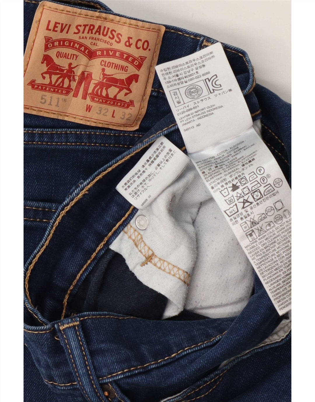 Levi's Hombre 511 Slim Jeans W32 L32 Algodón Azul