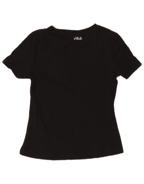 Fila Camiseta gráfica para mujer Top UK 10 Small Black Cotton