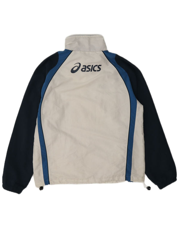 Asics Hombre Graphic Chándal Top Chaqueta Mediano Blanco Colorblock Poliéster