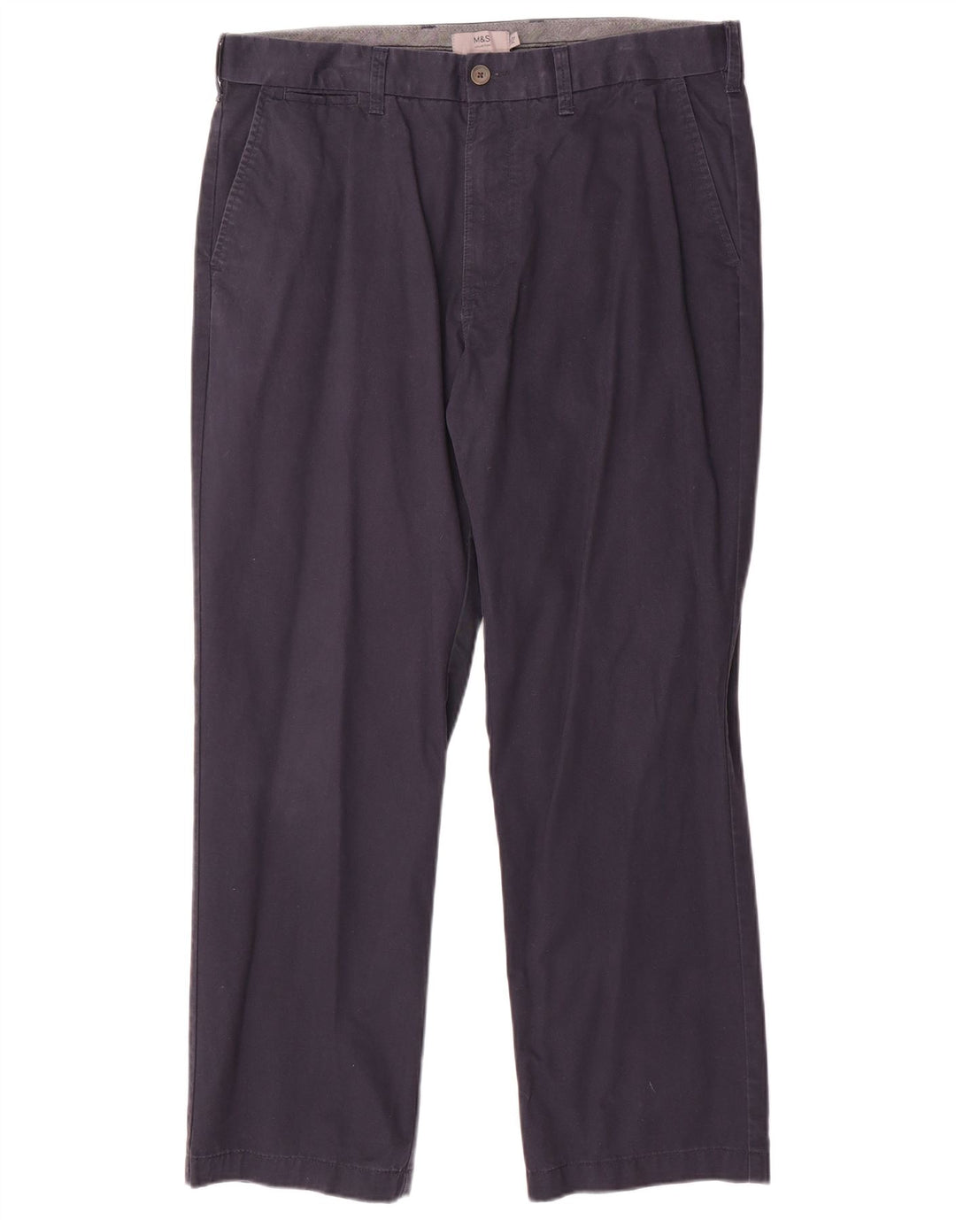 Marks & Spencer Pantalones chinos regulares para hombre W36 L29 Algodón azul marino