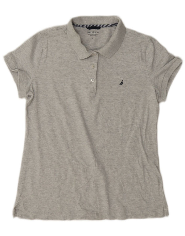 Nautica Polo para mujer UK 44 Algodón moteado gris medio