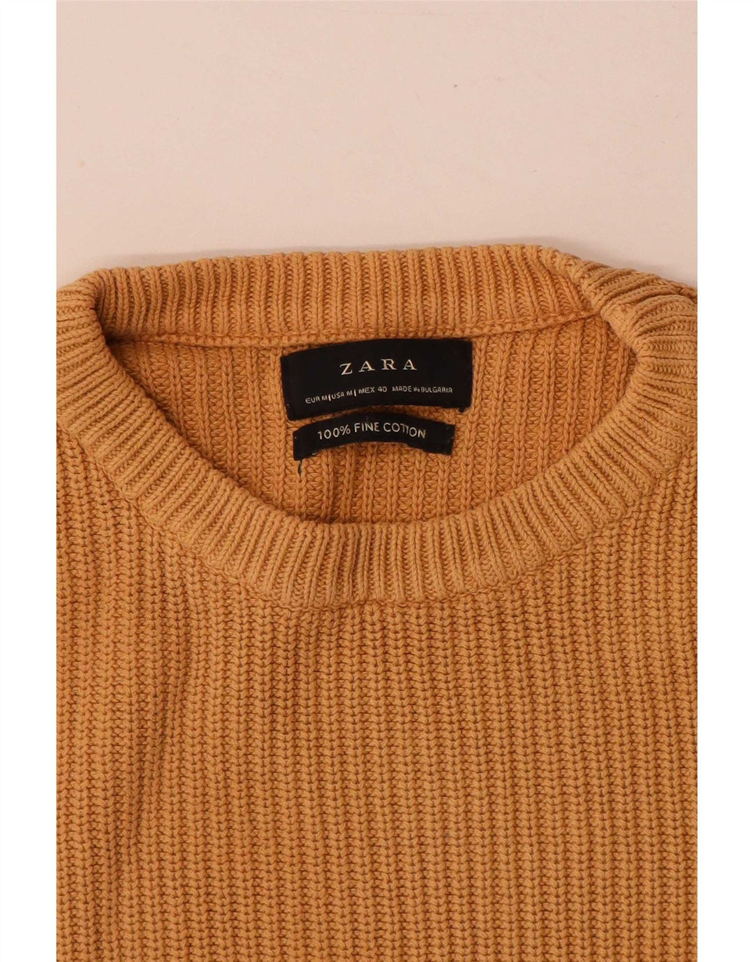 Zara Hombre Jersey Cuello Redondo Jersey Algodón Beige Medio