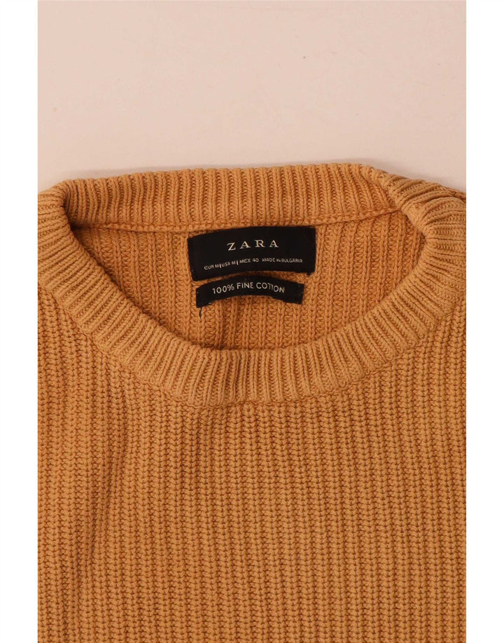 Zara Hombre Jersey Cuello Redondo Jersey Algodón Beige Medio