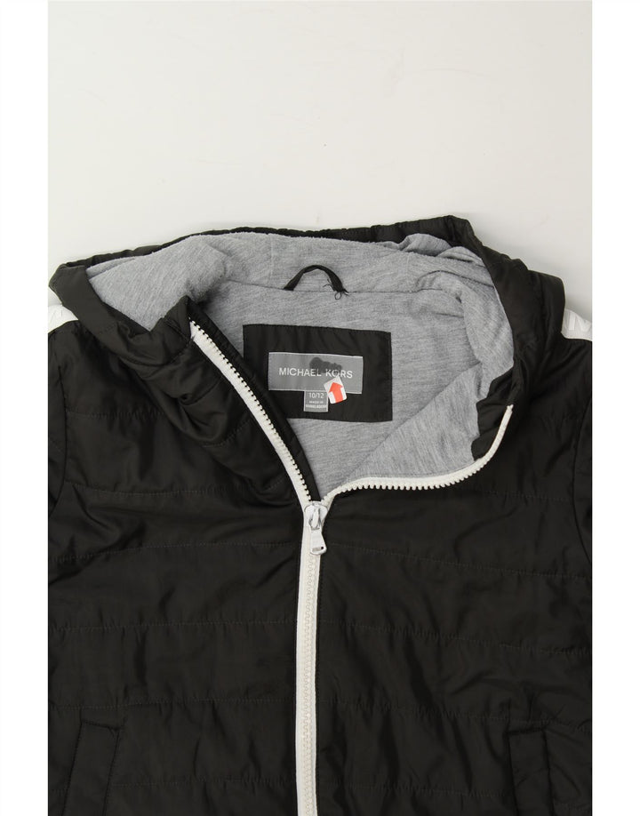 MICHAEL KORS Boys Hooded Padded Jacket 10-11 Years Black Polyester Vintage Michael Kors and Second-Hand Michael Kors from Messina Hembry 