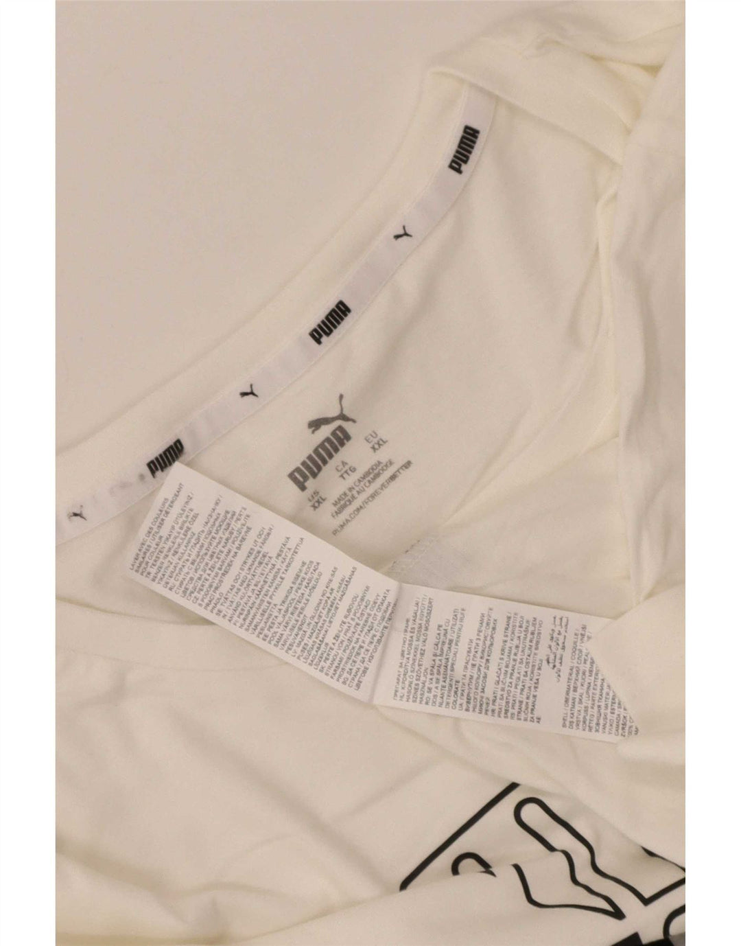 Puma Camiseta gráfica para hombre Top 2XL Algodón blanco