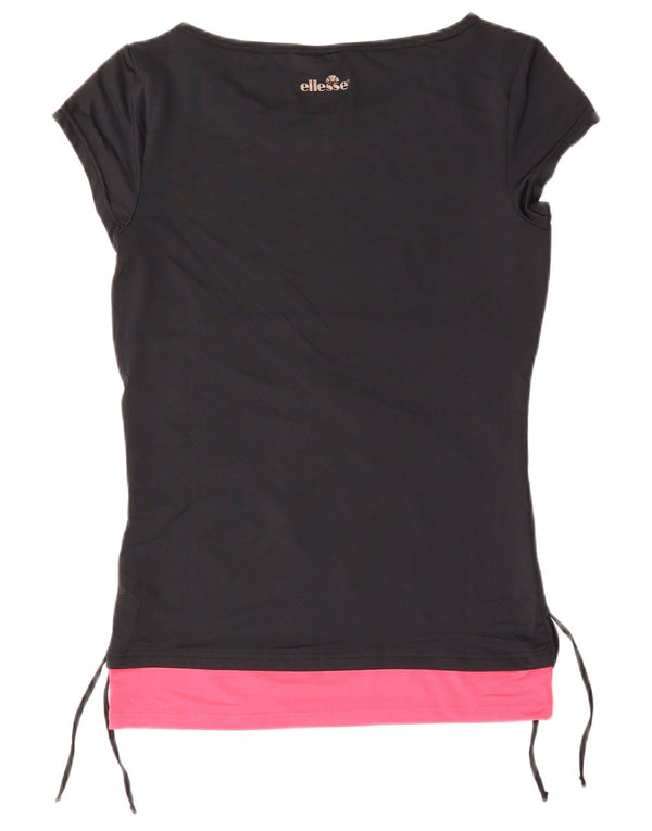 Ellesse Camiseta gráfica para mujer Top UK 40 Medium Azul marino Colorblock