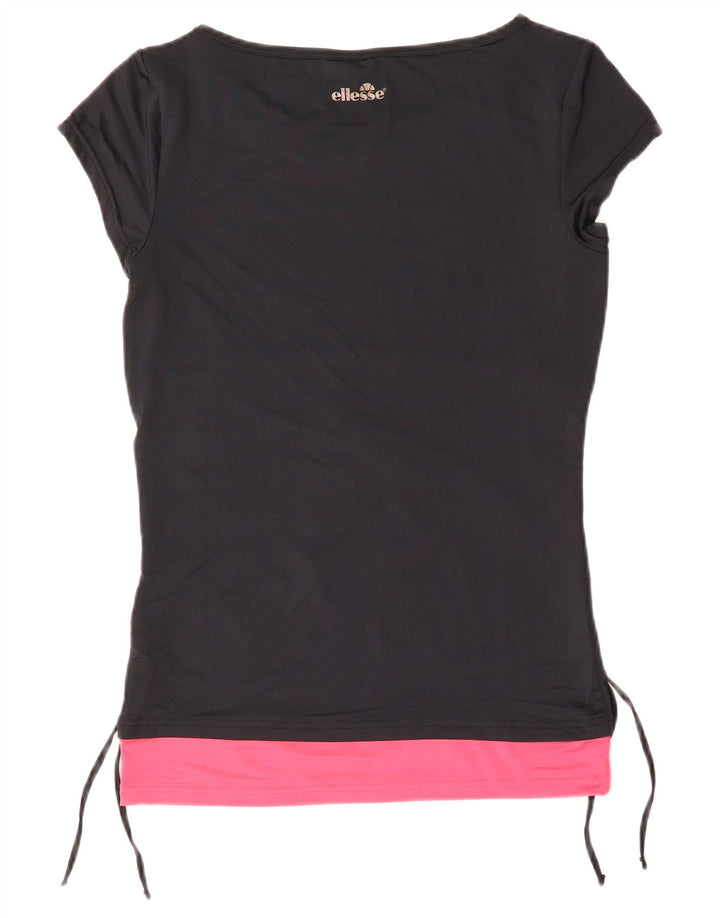 Ellesse Camiseta gráfica para mujer Top UK 40 Medium Azul marino Colorblock