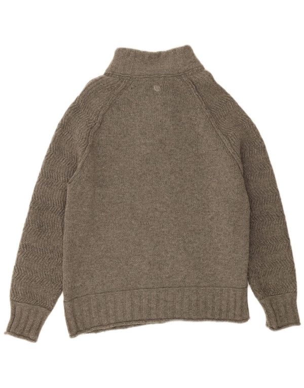 FAT FACE Suéter tipo jersey con cuello y botones para hombre 2XL Lana en espiga gris