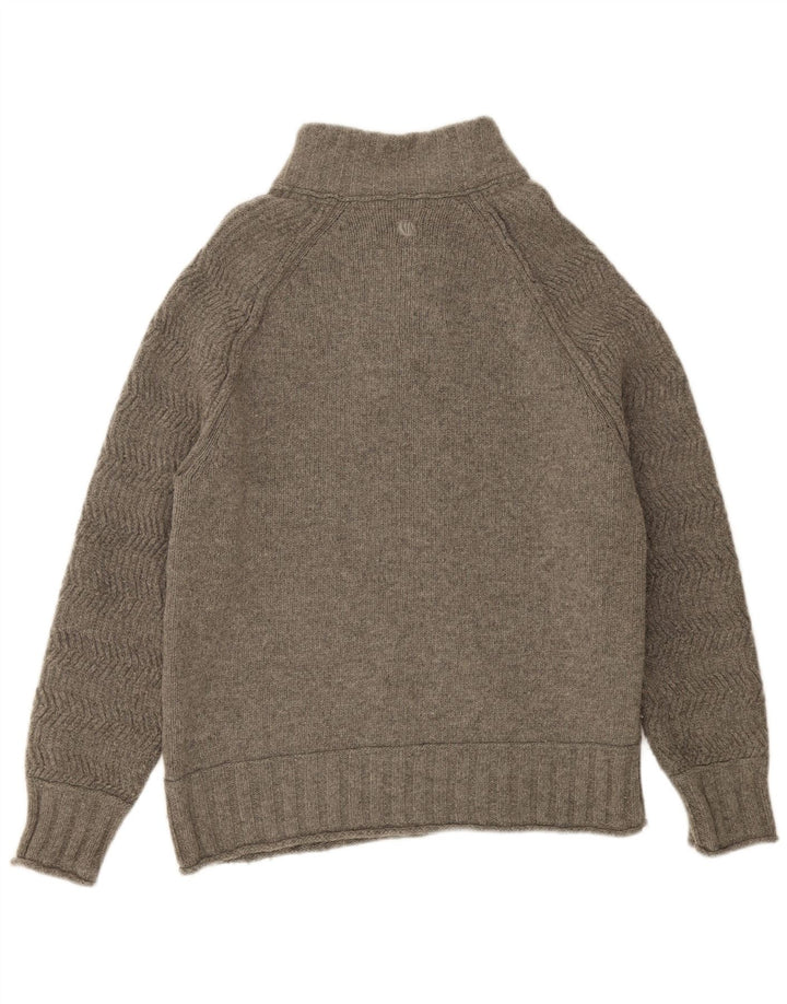 FAT FACE Suéter tipo jersey con cuello y botones para hombre 2XL Lana en espiga gris