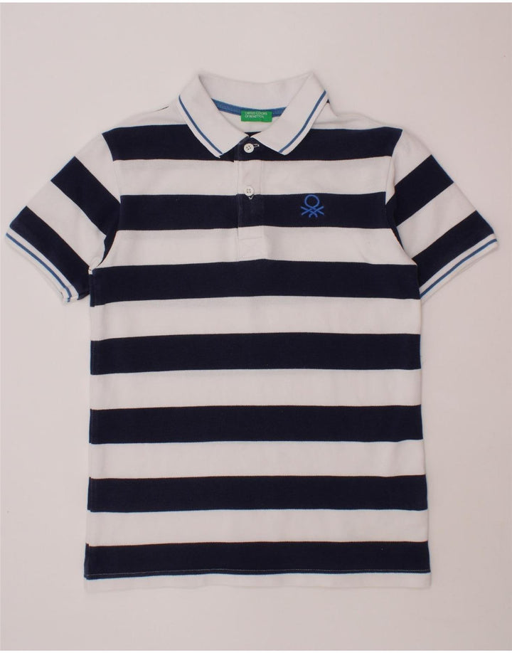 BENETTON Polo Niño 10-11 Años XL Azul Marino Rayas Algodón