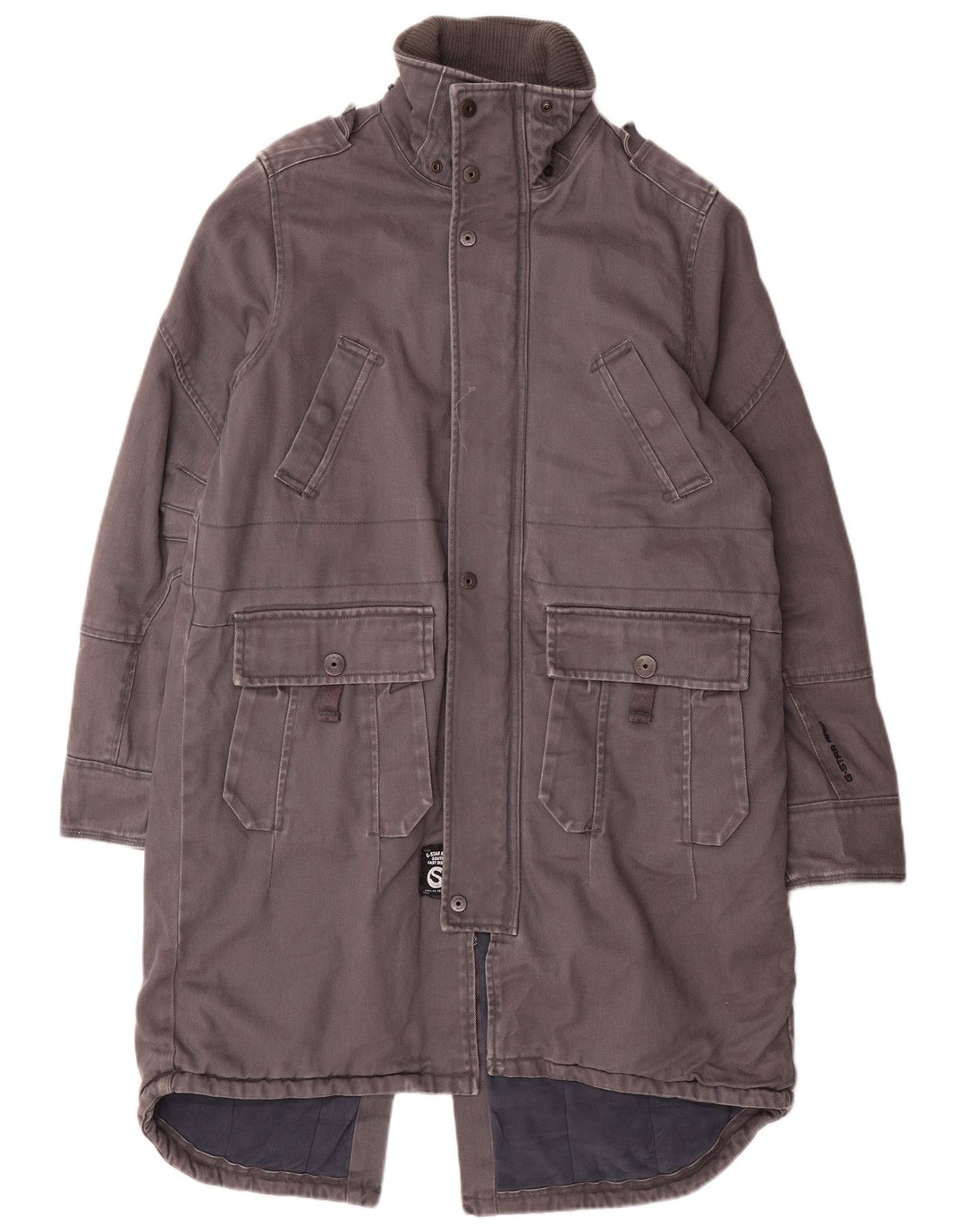 G-STAR Mens 3301 Graphic Parka Jacket UK 38 Algodón Gris Medio