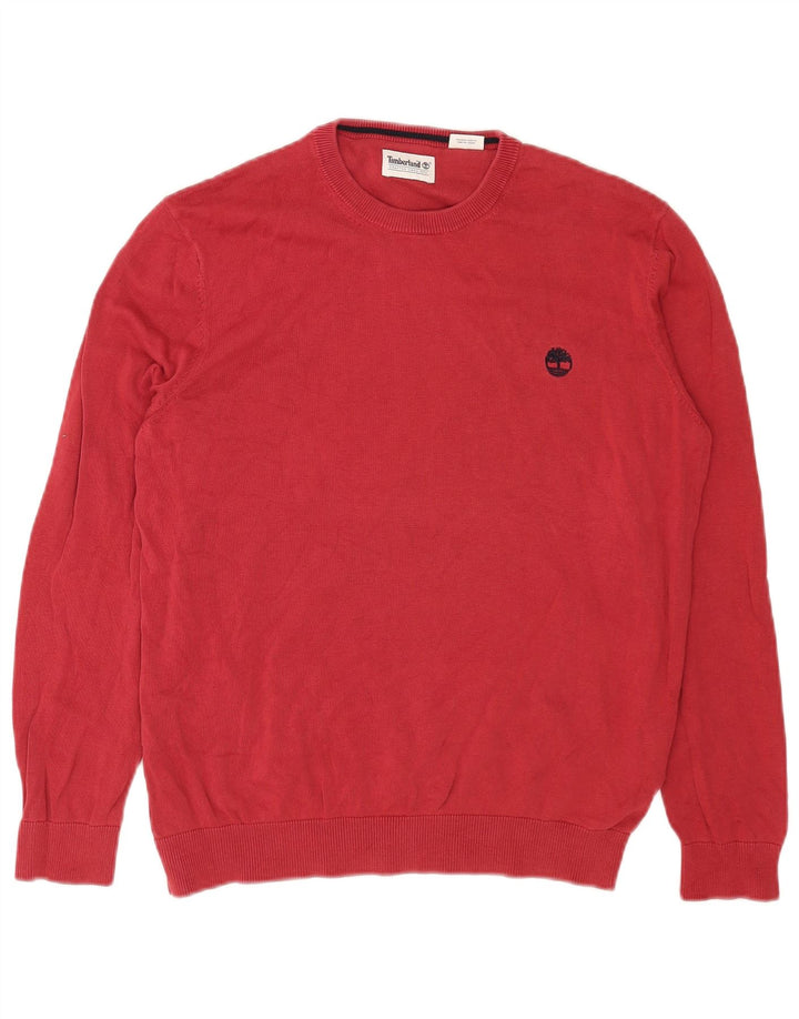 Timberland - Jersey de cuello redondo para hombre, talla grande, algodón rojo