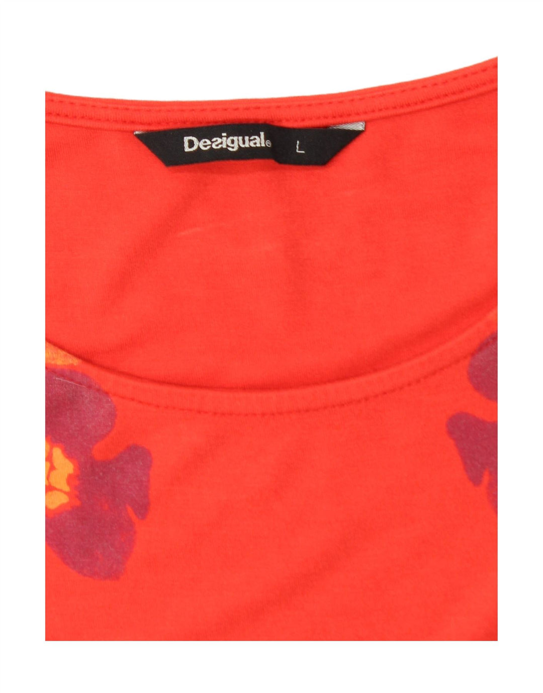 DESIGUAL Womens Basic Dress UK 14 Large Red Floral Cotton
