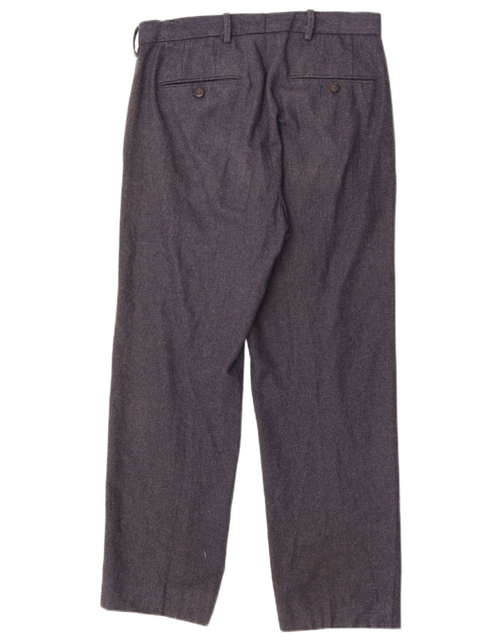 Marks & Spencer Pantalón de traje recto para hombre W30 L27 Lana azul marino