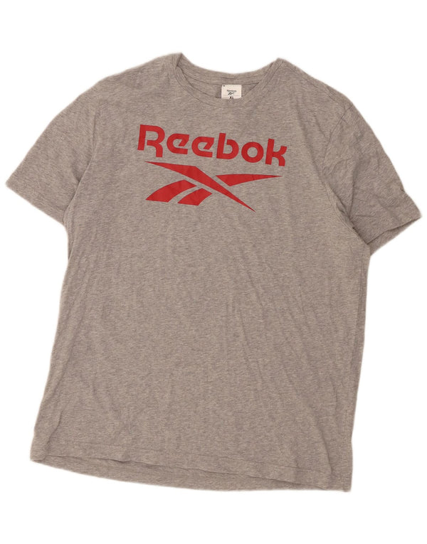 Reebok Camiseta gráfica para hombre Top XL de algodón moteado gris