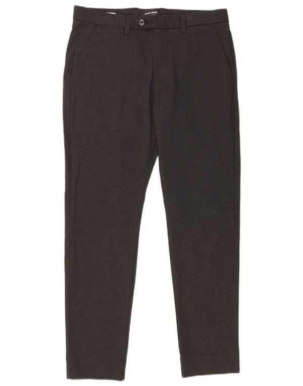 Jack & Jones Mens Slim Fit Pantalones Casuales W31 L30 Gris Pata De Gallo Moderno