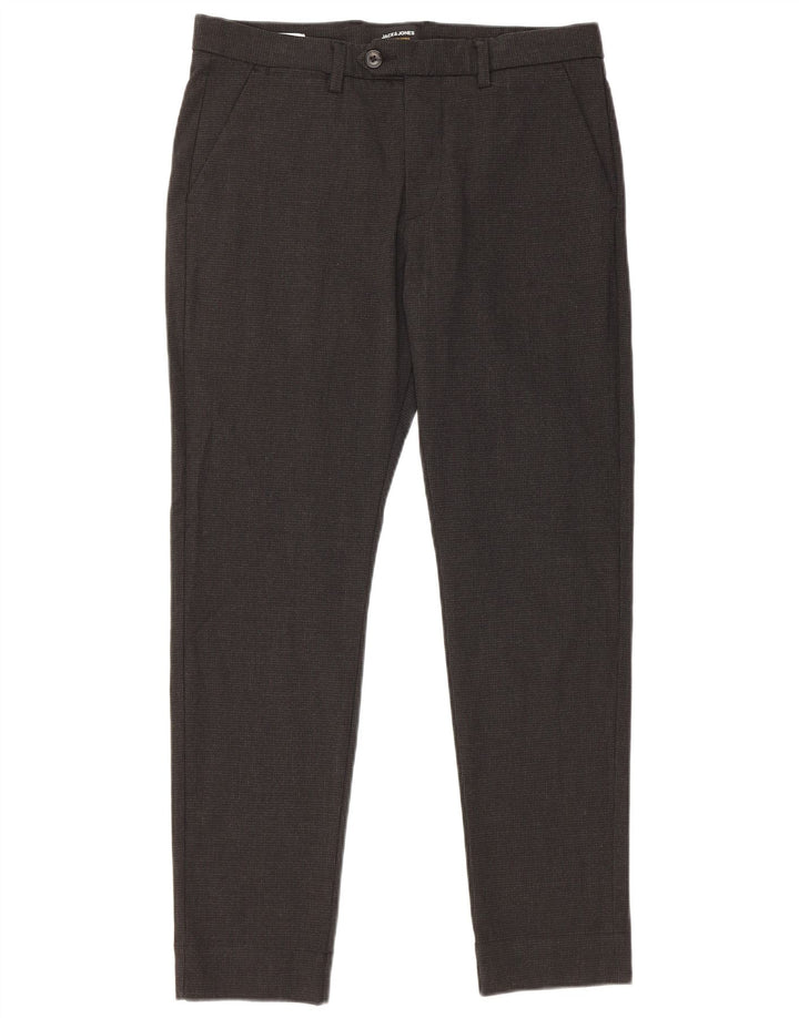 Jack & Jones Mens Slim Fit Pantalones Casuales W31 L30 Gris Pata De Gallo Moderno