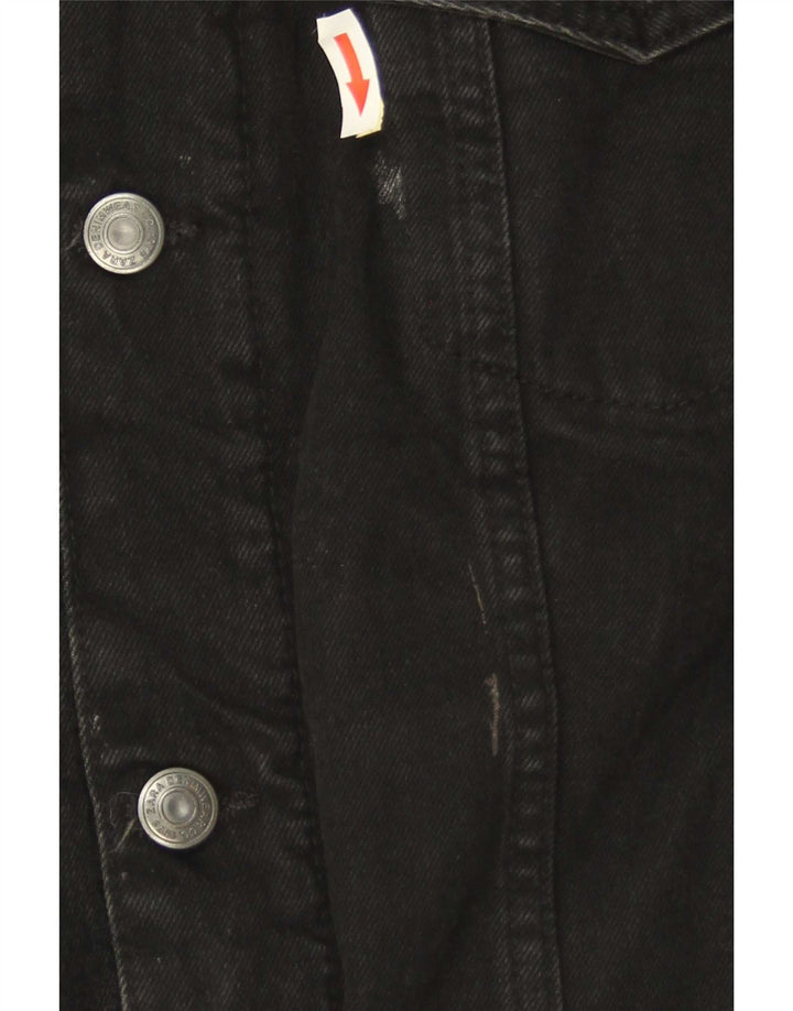Zara Mens Sherpa Denim Jacket UK 38 Medium Negro Poliéster