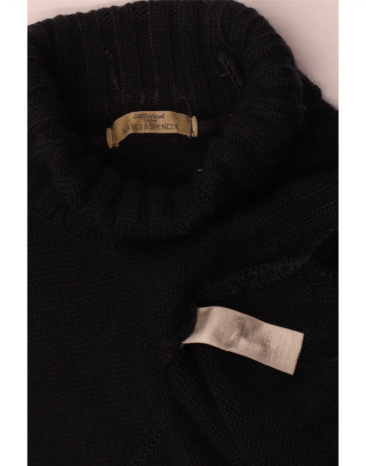 Marks & Spencer Jersey con cuello vuelto para hombre de lana azul marino mediano