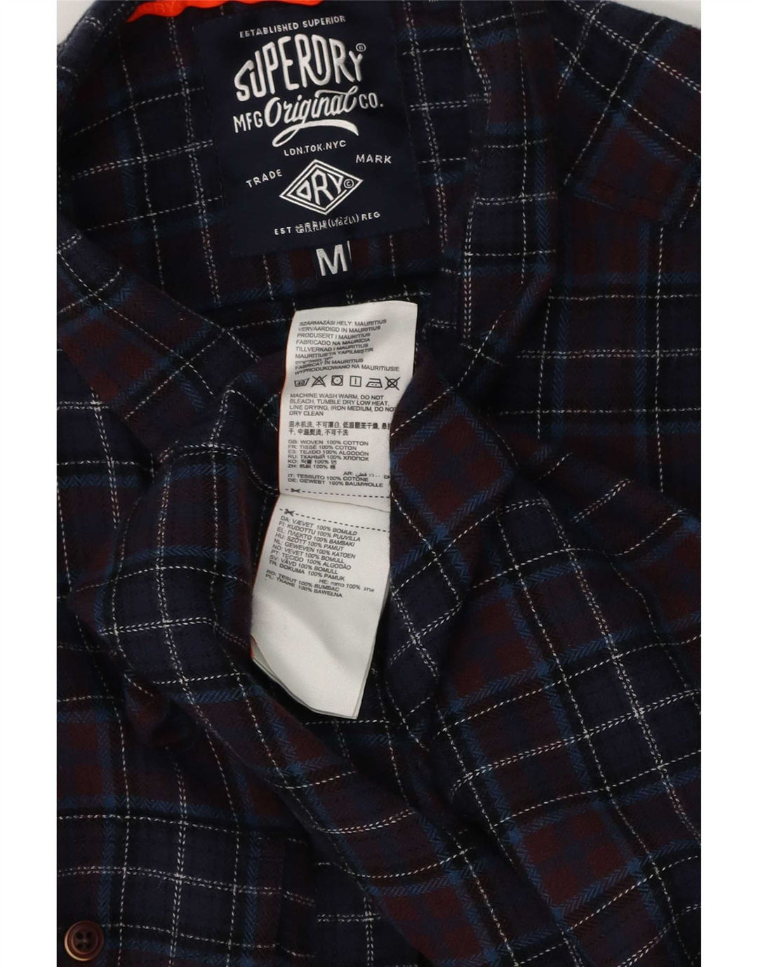 Superdry Camisa De Franela De Corte Regular De Algodón A Cuadros En Azul Marino Medio