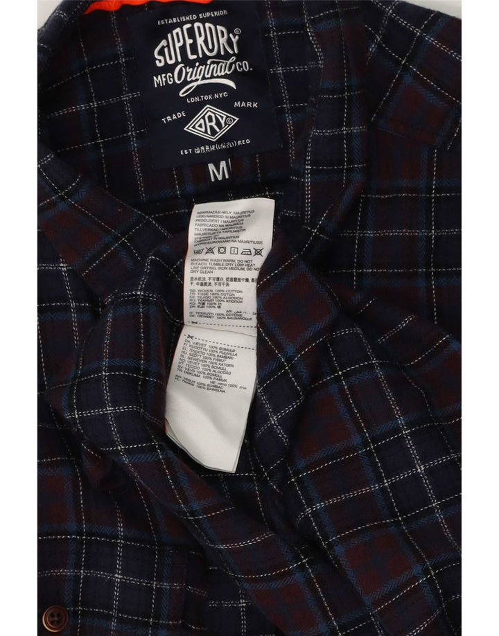 Superdry Camisa De Franela De Corte Regular De Algodón A Cuadros En Azul Marino Medio