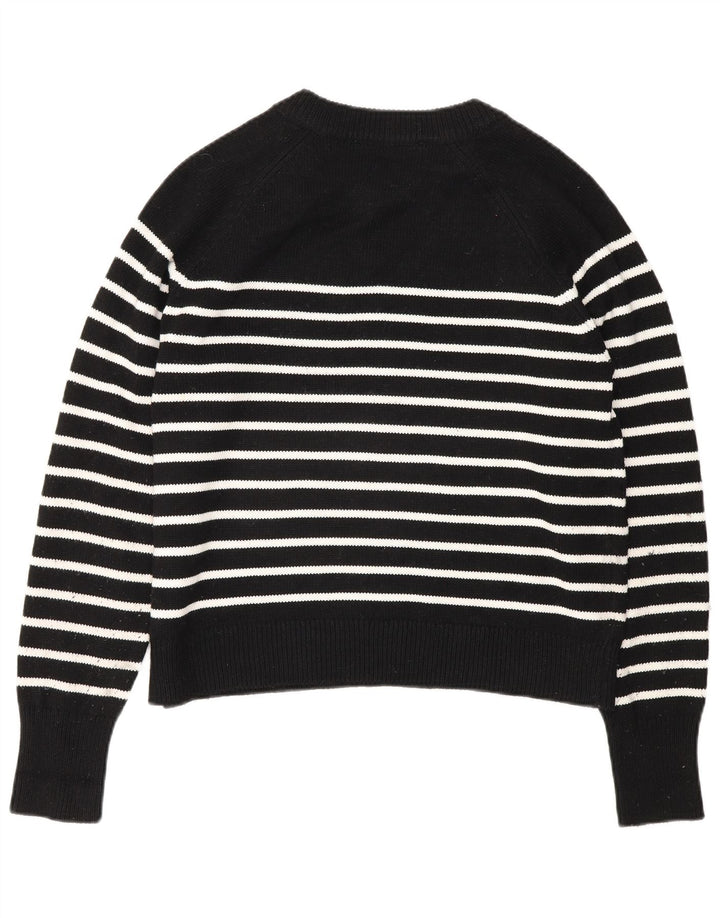 Zara - Jersey con cuello barco para mujer, talla 40, poliéster a rayas negras medianas